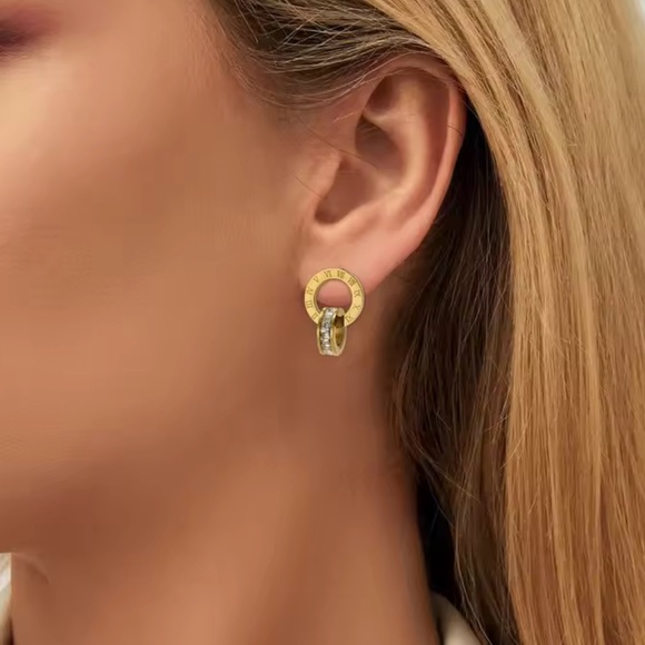 Maryse - Luxury Roman Stainless Steel Zircon Stud Earring - Picture 7 of 8